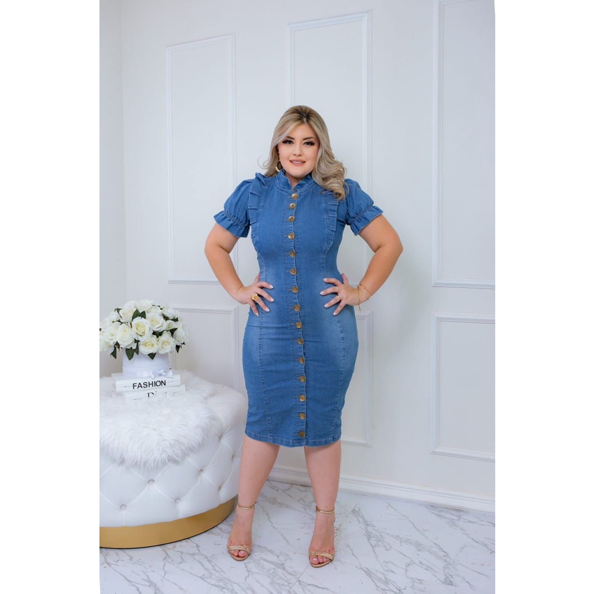 Vestido jeans sale marisa plus size