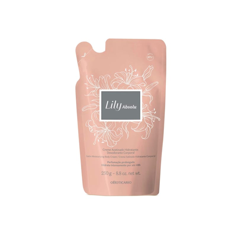 Refil O Boticário Creme Acetinado Hidratante Corporal Lily Absolu 250g em Oferta na Shopee