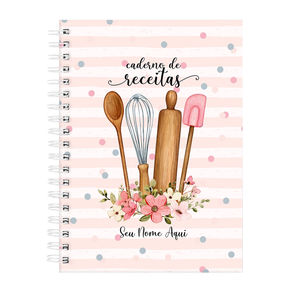 Caderno Personalizado De Receitas Floral Listras Rosa 18x25 Shopee Brasil 4833