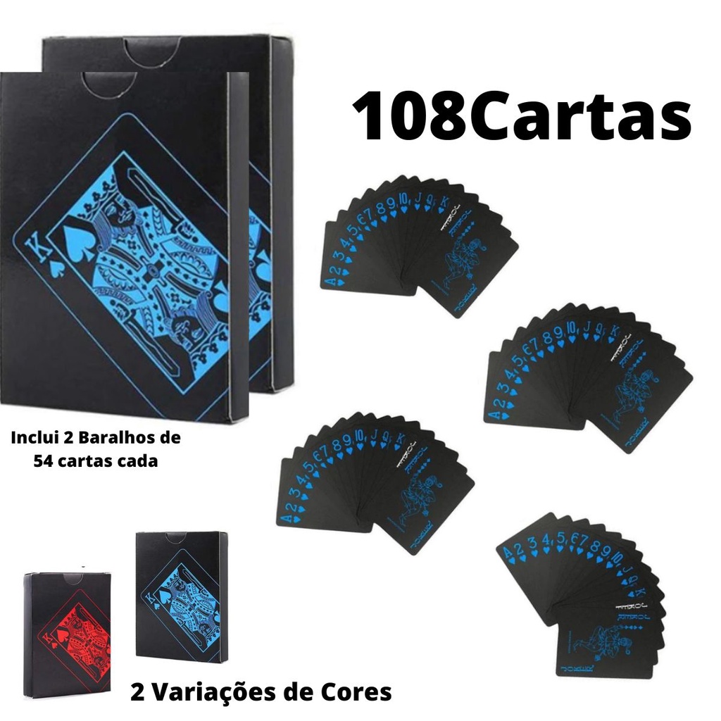 02 Jogos Cartas Baralho Plástico Estojo Lata Tranca Buraco