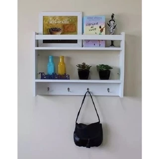 Chaveiro Porta Chaves Parede Suporte Carteira Celular Multiuso Branco Mdf