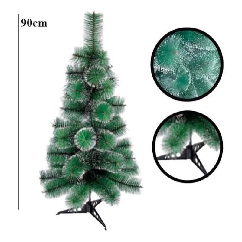 Árvore Pinheiro De Natal Verde Modelo Needle Com Neve 90 Cm A0609M