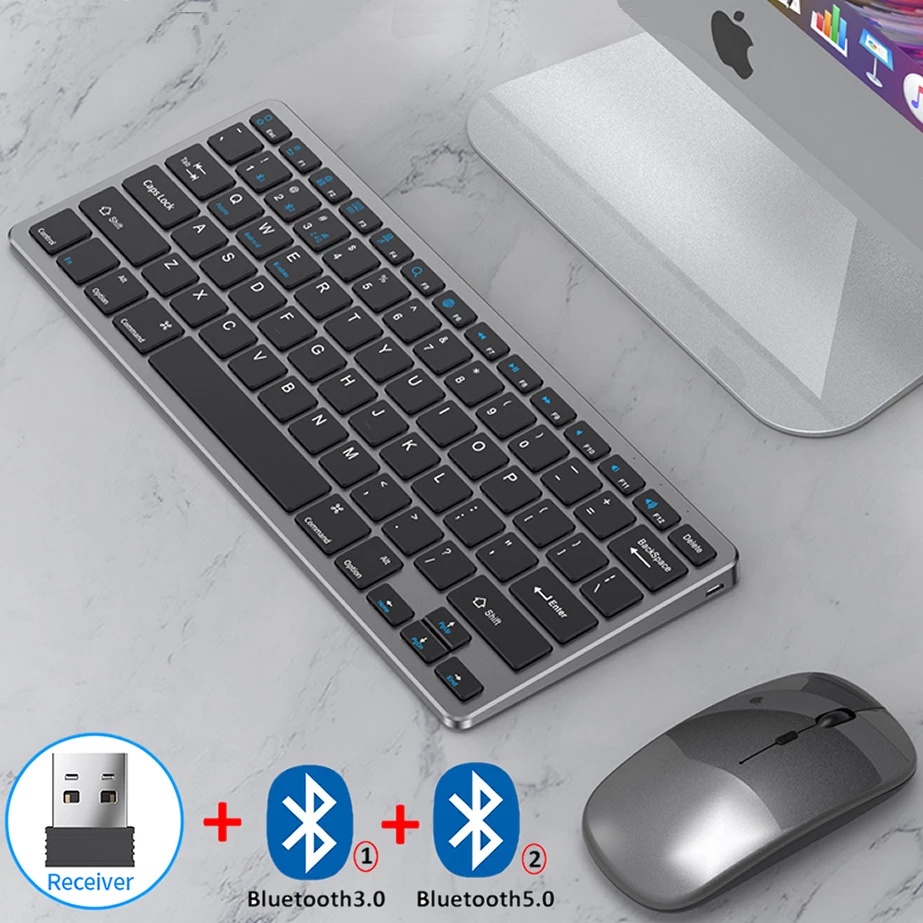 Teclado e Mouse Bluetooth, Combo Sem Fio RAPOO Multi Dispositivo (Bluetooth  3.0/4.0/2.4G), Suporte para 4 Dispositivos, Teclado Ultracompacto para Mac,  iPad, Android, Windows, Laptop, Computador