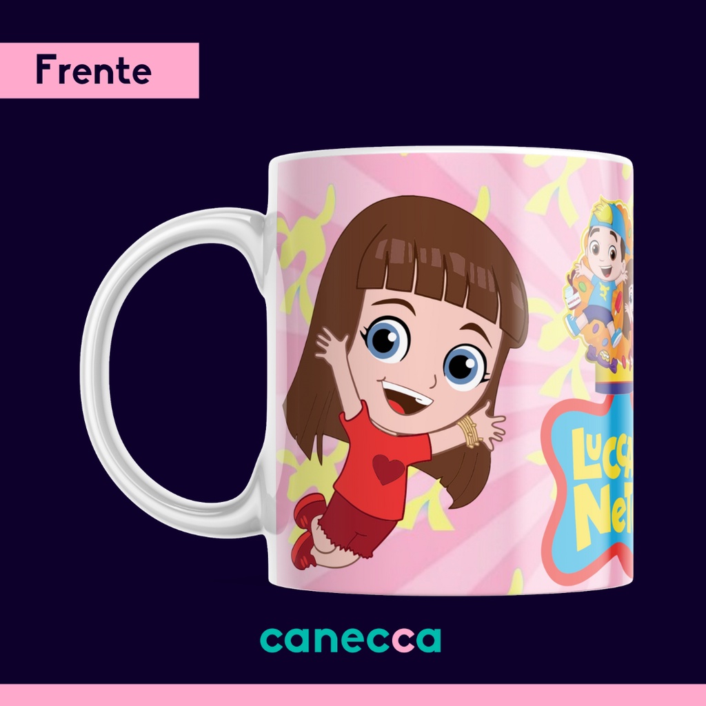 Caneca infantil Luccas Neto e Giovanna para colorir