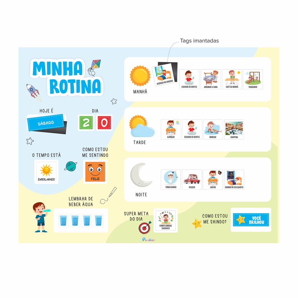 Quadro Educativo Rotina Infantil Imantado Minha Rotina Diária