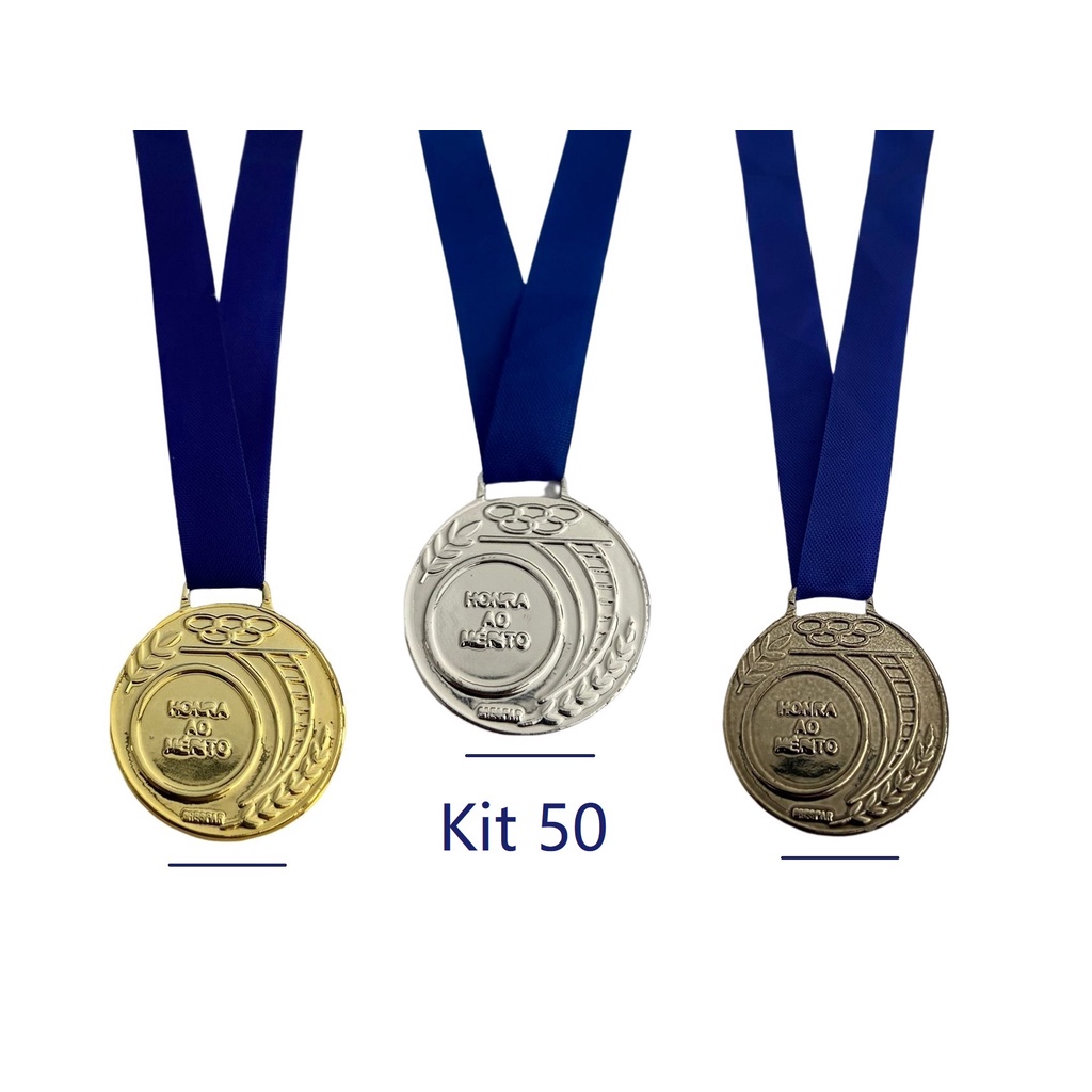 Kit 50 Medalhas De Honra Ao Mérito Ouro Prata Bronze Pequena | Shopee ...