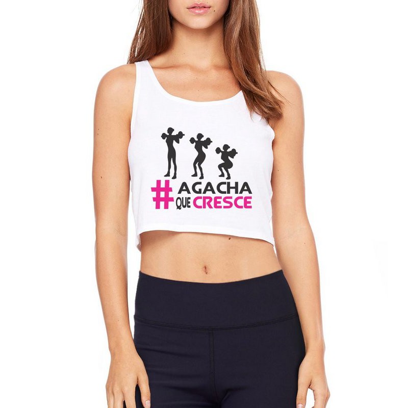 Top Cropped Blusa Branco Frases Academia Fitness Love Gym em