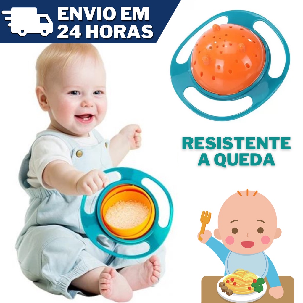 Prato Giratória Infantil 360º Não Cai Comida Bebê Gyro Bowl