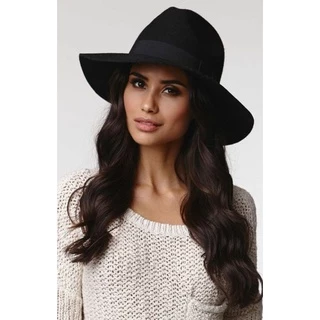 Chapéu Fedora Floppy Preto com Aba Ondulada