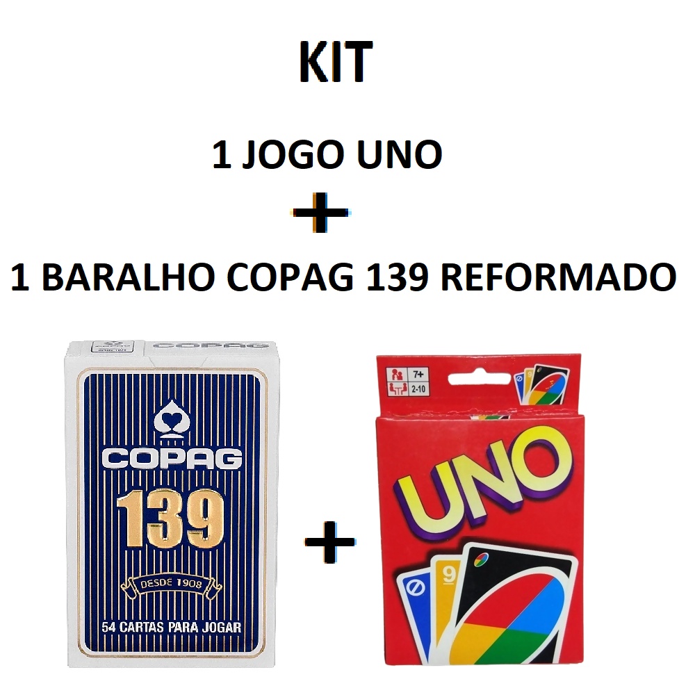 Kit com Jogo Uno Cartas + Baralho Copag 139 Genérico Família e Amigos. -  Escorrega o Preço
