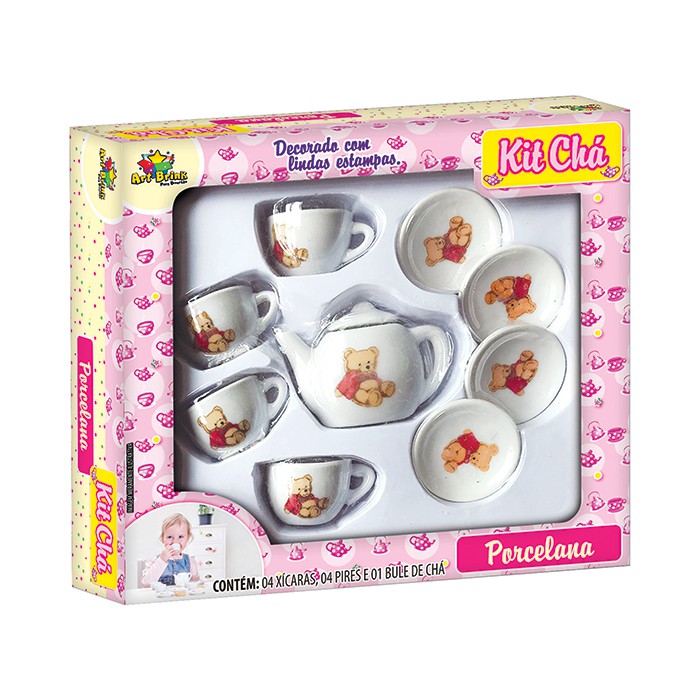 Kit Mini Jogo De Chá Cozinha Porcelana Infantil 9 Peças Flor Lembrancinha  Art Brink no Shoptime
