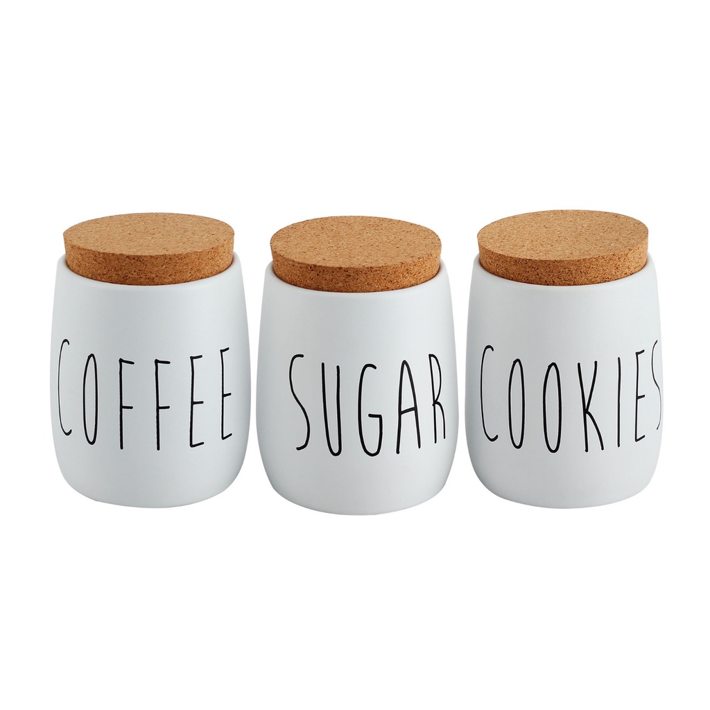 Kit PORTA MANTIMENTOS OAK Yoi Branco Coffe Sugar Cookie KIT PORTA