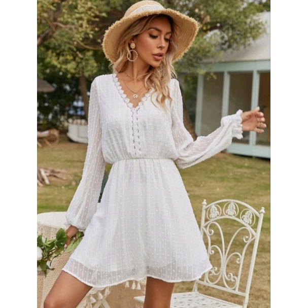 Vestido branco com manga sales longa