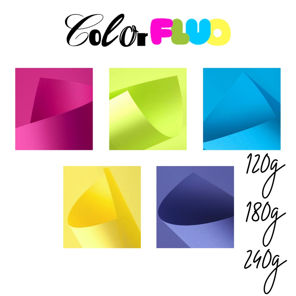 Color Fluo Fedrigoni 120g 180g 240g (9 Fls A4) Acid Free! Papel Plus Fluor Colorido na Massa