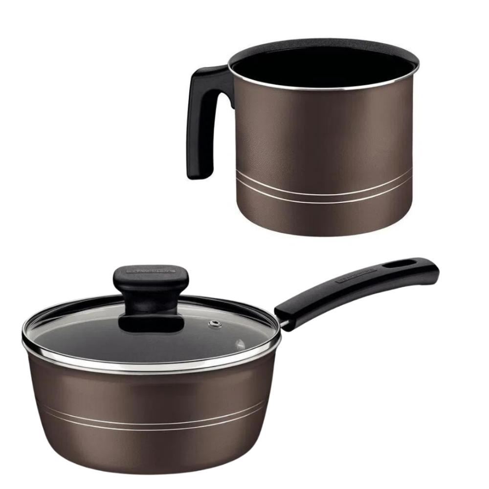 Kit Panela 20cm e Fervedor 14cm Tramontina Sicília Avelã Antiaderente