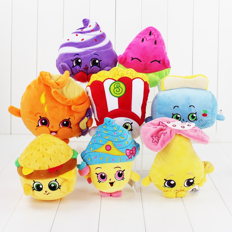 Grande Promoção Shopkins Brinquedos De Pelúcia Simulação Comida Mini Sorvete Muffin Batoms Chip Apple Morango Chocolate Biscoito Recheado Boneca