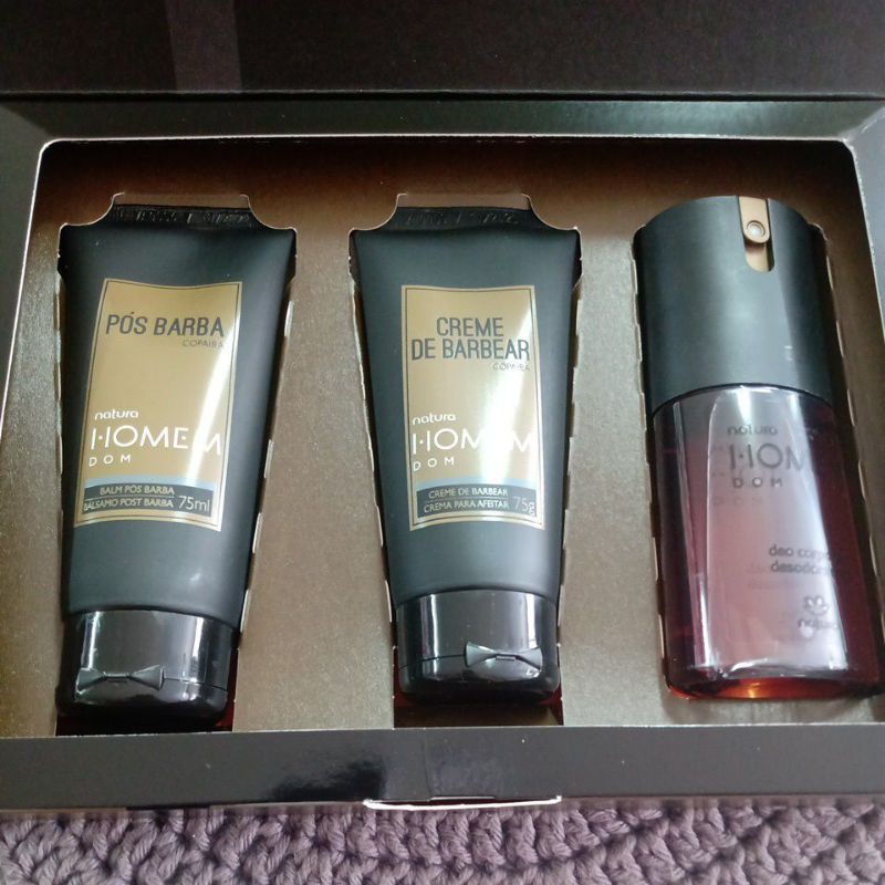 kit Natura Homem Dom. Pós barba, creme de barbear e deo corporal ...