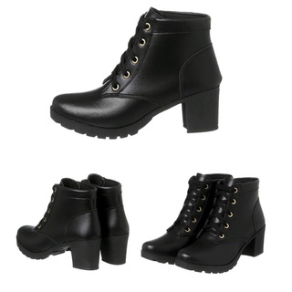 Bota Coturno Feminino Coturno de Salto Bota Tratorada Feminina Bota Feminino Preta Ref. 20/111