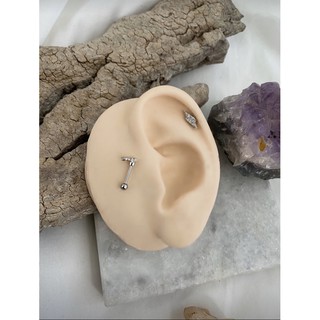 Piercing Tragus Cartilagem Raio Cravejado Prata 925