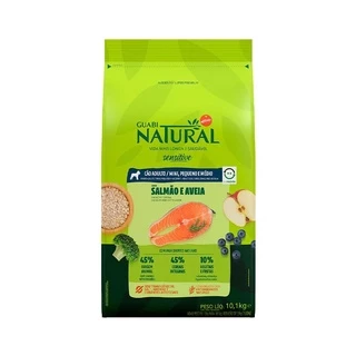 Ração Guabi Natural Sensível Cães Adultos de Porte Mini Pequeno e Médio Sabor Salmão e Aveia 10,1Kg