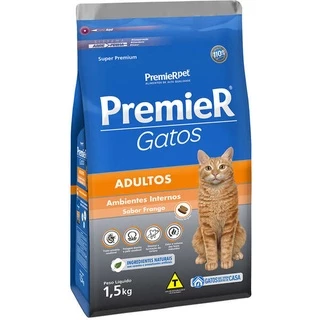 Ração Premier Gatos Ambientes Internos Adultos Frango