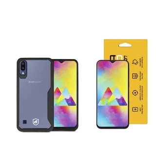Kit Capa Atomic Preta e Película de Vidro Dupla para Samsung Galaxy M10 - GShield