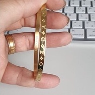 Louis Vuitton LV pulseira bracelete feminino e masculino banhado a ouro Aço  inoxidável grossa trançada letra joias de vintage acessórios joias de moda  S102 - Escorrega o Preço