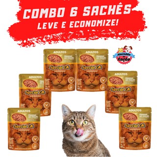 Combo 6 Ração Úmida Special Cat Adultos Sachê Sabor Frango ao Molho 85g