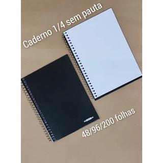Caderno Espiral Capa Dura 1/4 (15,3x20,8cm) Sem Pauta 48 / 96 / 200 folhas - Tamoio