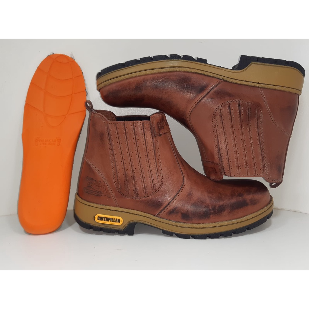 Bota Masculina Botina Caterpillar Cano Curto Palmilha Gel P.U Biqueira  Impermeável