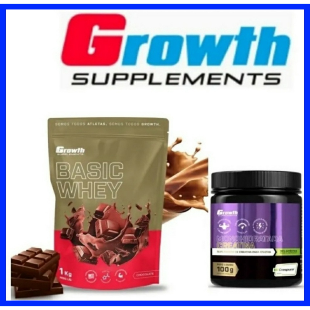 Kit Creatina (100G) (Creapure®) + Basic Whey Protein (1kg) Growth Supplements
