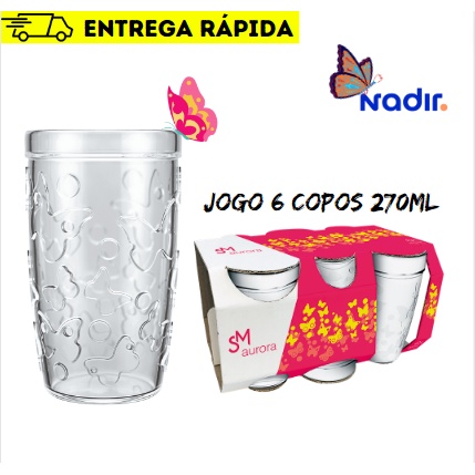Jogo De Copos De Vidro Com 6 peças 270ml - Aurora Nadir