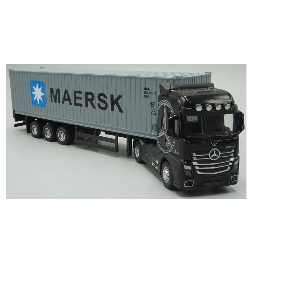 Miniatura Carreta Mercedes Benz Container Escala 1:50 Maersk AZUL