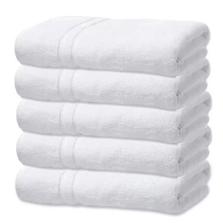 Kit 5 Toalhas de Banho Branca Hotel Macia Felpuda Prata