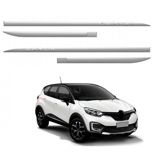 Jogo de Frisos Laterais Ponta Facão RENAULT CAPTUR - Grafia Cromada ...