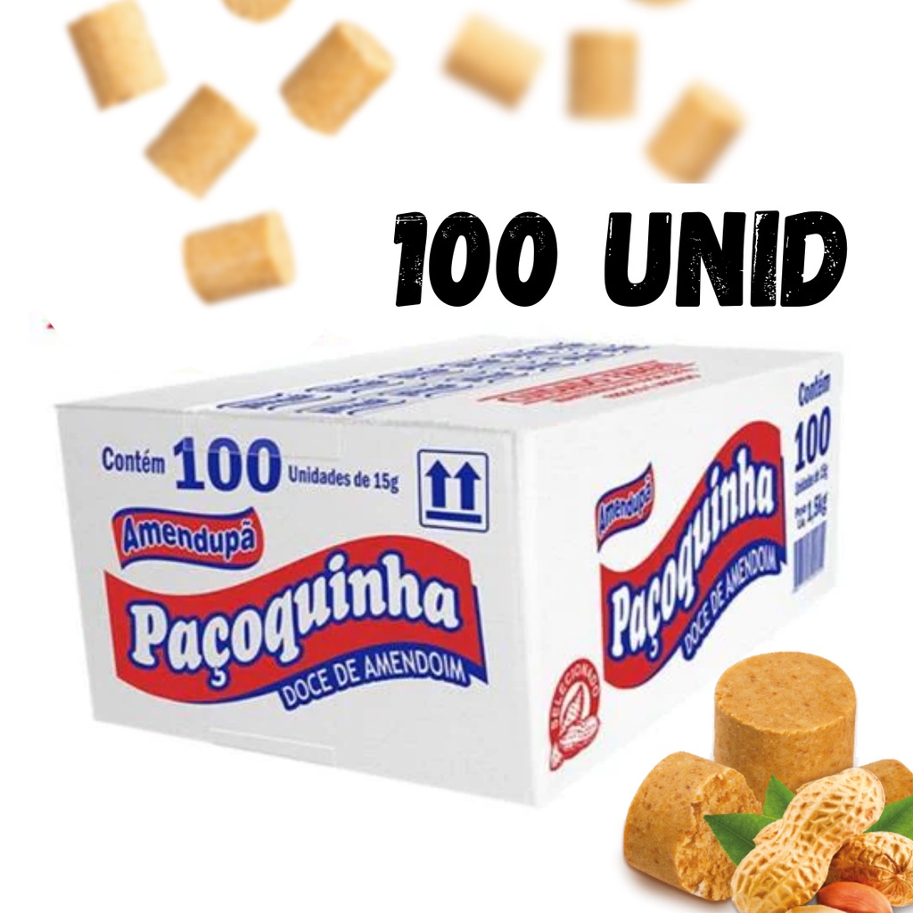 Caixa Paçoca Amendupã com 100 unidades