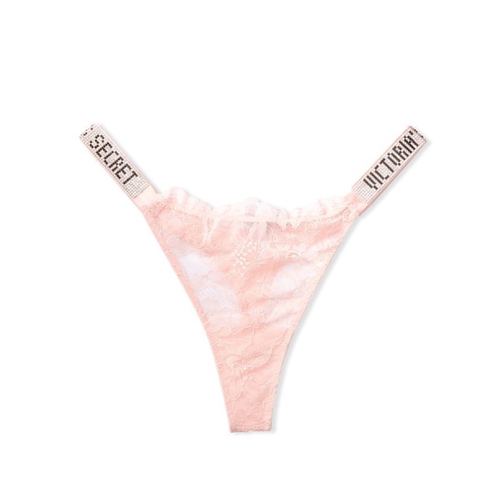 Victorias Secret - Calcinha com Strass/brilho Bombshell Shine Strap Lace  Thong Panty ORIGINAL Rosa
