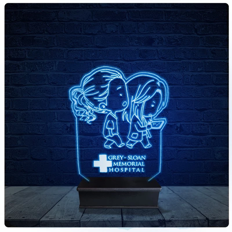Luminária Led Acrilico Abajur - Grey's Anatomy