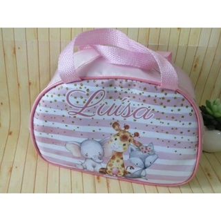Bolsa infantil personalizada floresta aquarela bichinhos Mala bebê Bp011