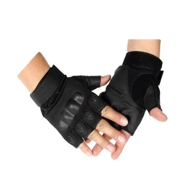 Luva Tática Par Modelo Oakley Meio Dedo Preto