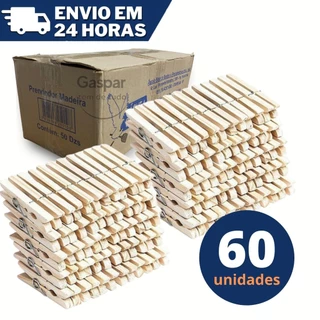 Prendedores Pregadores Roupa Madeira Artesanato Embalagem C/ 60 Unidades