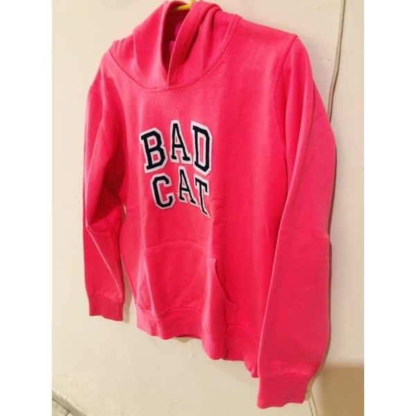 Blusão Moletom Canguru Rosa Bad Cat com Bolso Frontal e Touca