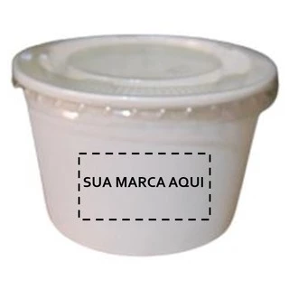Pote 240 ml em Papel PERSONALIZADO com Tampa - Pacote com 50 unidades