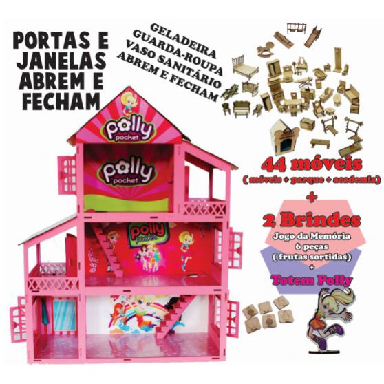 Casa casinha de boneca crua MDF Madeira para bonecas Polly Poli Polli  Pocket Lol Surprise Anime Funko