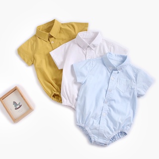 Verão De Algodão Do Bebê Meninos Bodysuits Cor Sólida Crianças Camisas Roupas Da Criança Roupas Casuais Novo Estilo