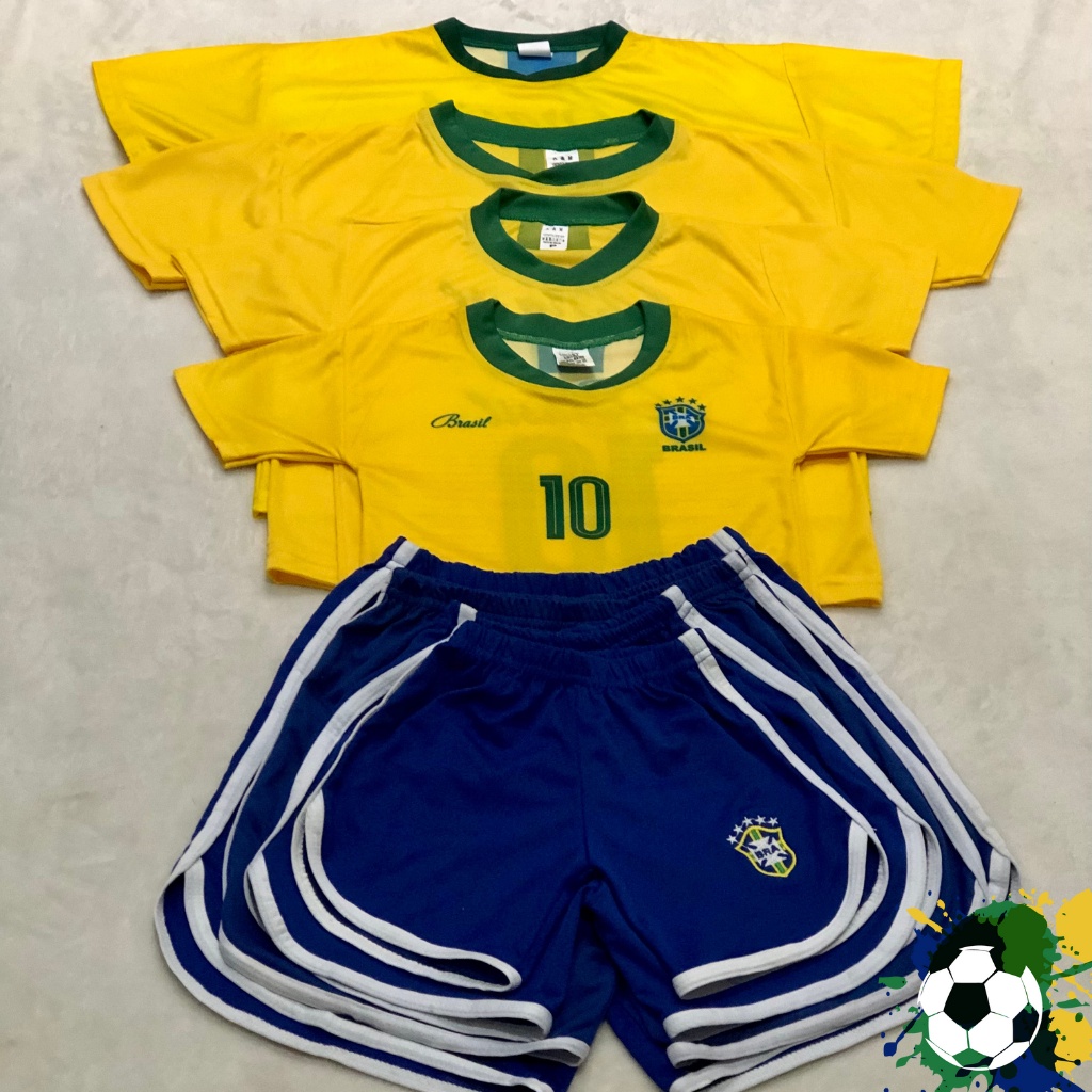 Kit Infantil Brasil (Copa do Mundo) Home 2022/2023 – Camisa e Short (Pronta  Entrega) – Tamanho 18 (4 a 5 anos) – KS Sports – Camisas de Times e Seleções