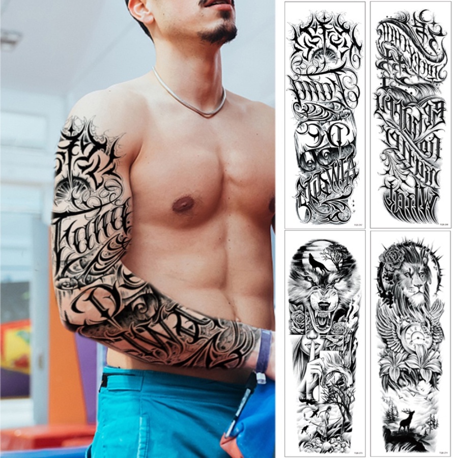 Em promoção! Grande Manga Do Braço De Tatuagem De Coroa De Rei Leão Totem  Impermeável Temporária Tatto Adesivo Herói águia, Urso Arte De Corpo  Inteiro Falsa Tatoo