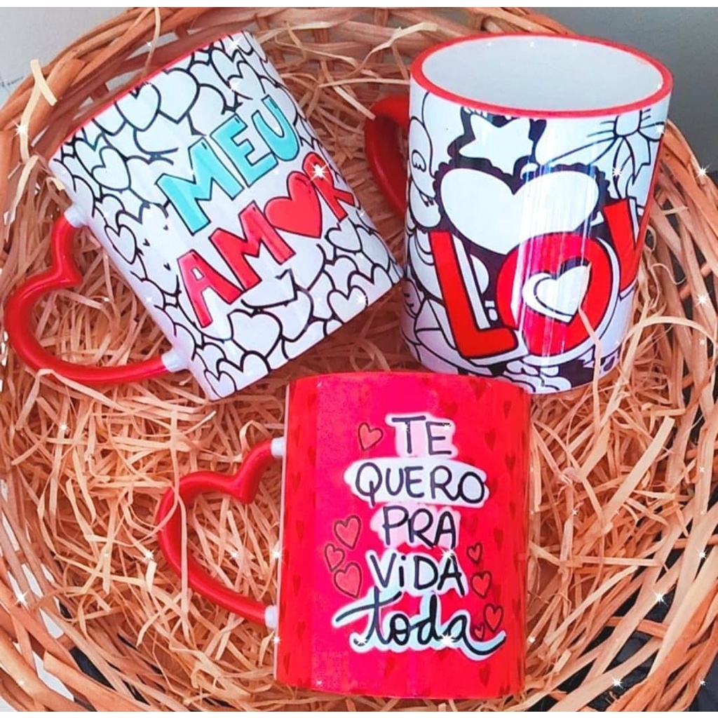 Caneca Personalizada Alça Coração Vermelho - temas: amor, namorados ...