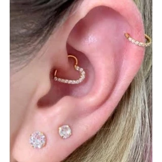 Piercing Coração cravejado Com Zirconia 18k Ouro Coração Cravejado Lado Direito / Esquerdo