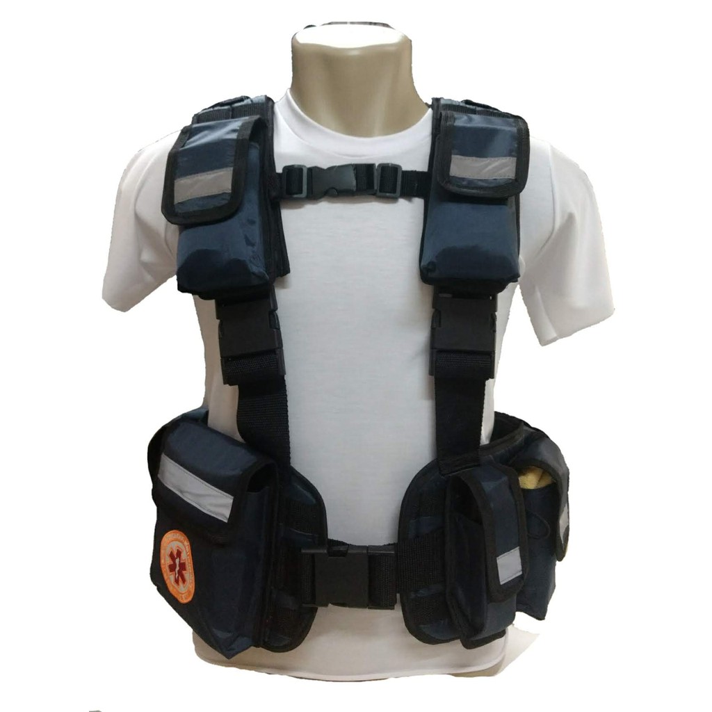 Colete Modular Aberto Impermeável Bordado E Fitas Refletivas (Modelo Israelense 09 Bolsos Samu)